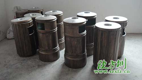  古意盎然，韶關園林仿銅玻璃鋼垃圾桶